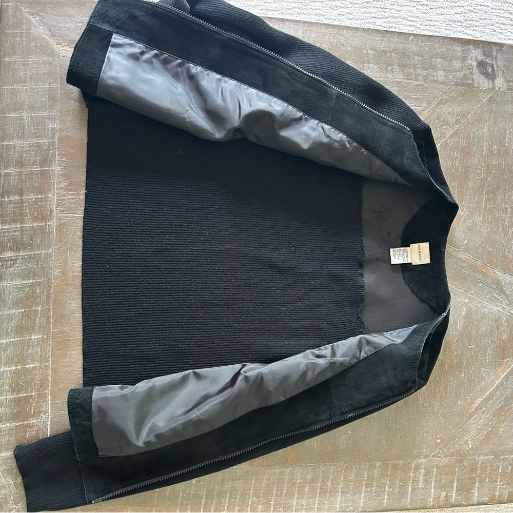 Massini Black Leather Jacket With Patchwork Design - image 3